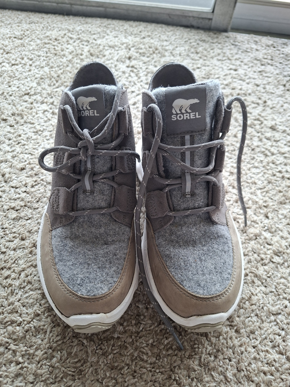 Sorel Women's Kinetic RNEGD Caribou Waterproof Boots Quarry/Sea Salt Size 8